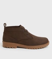 New Look Dark Brown Lace Up Chunky Desert Boots
